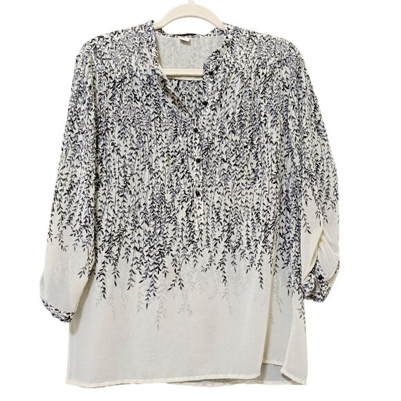 Coldwater Creek Boho Top Women Small Button Popover Blouse Semi Sheer‎ Light - Picture 1 of 16